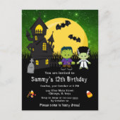 Carte Postale Halloween Fancy Robe Anniversaire Monstres Vert (Devant)