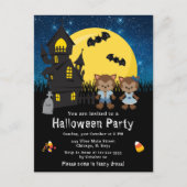 Carte Postale Halloween Fancy Robe Party Werewolf Bleu (Devant)