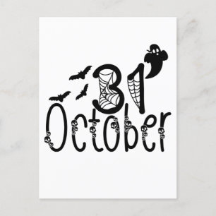 Carte Postale Halloween fantôme éffrayant 31 octobre
