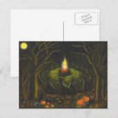 Carte Postale Halloween, feu de joie, sorcières, four, magie, da (Devant / Derrière)