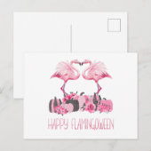 Carte Postale Halloween Flamingo Happy Flamingoween Watercolor (Devant / Derrière)
