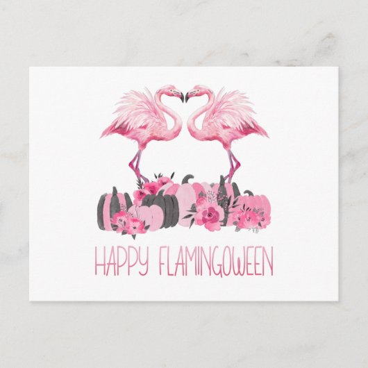 Carte Postale Halloween Flamingo Happy Flamingoween Watercolor (Devant)