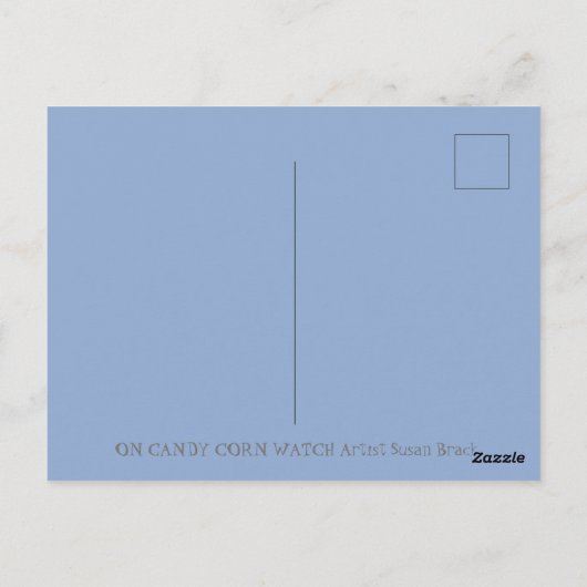 CARTE POSTALE HALLOWEEN FOLK ART BARN OWL & CANDY CORN (Dos)