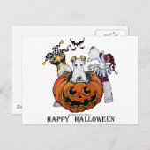 Carte Postale Halloween Fox Terrier (Devant / Derrière)