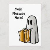 Carte Postale Halloween Friandise ou Farce Candy Fantôme (Devant)