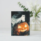Carte Postale Halloween GhostCat et Jack-o'-lantern (Debout devant)