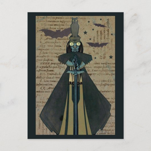 Carte Postale Halloween Ghoul Bats Owl Stars (Devant)