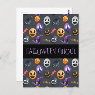 Carte Postale "Halloween Ghoul" Grey Motif d'Halloween