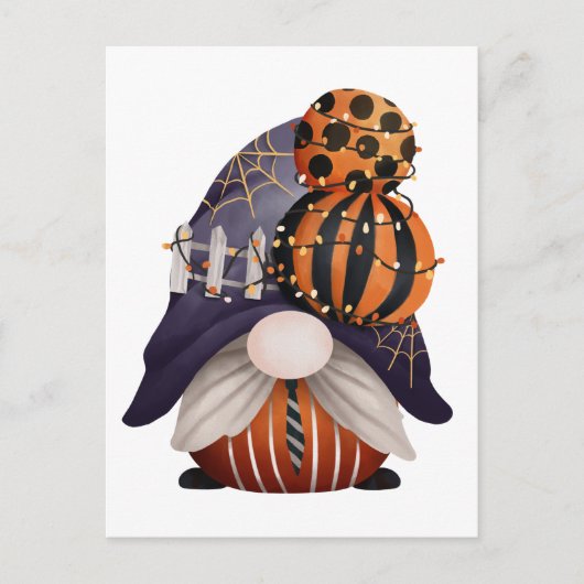 Carte Postale Halloween Gnome Purple & Orange (Devant)