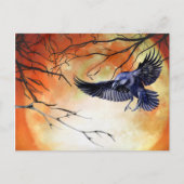 Carte Postale Halloween Goth Raven Crow Lune scène (Devant)