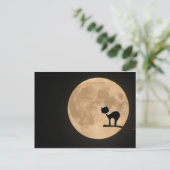 Carte Postale Halloween gothique chat noir avec pleine lune (Debout devant)