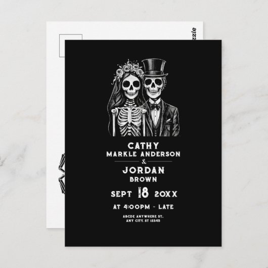Carte Postale Halloween gothique couple mariage tout en un invit (Devant / Derrière)