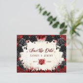 Carte Postale Halloween gothique foncé Enregistrer la date PostC (Debout devant)