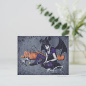 Carte postale Halloween gothique Skeleton Cats Dem (Debout devant)