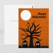 Carte Postale Halloween Graveyard, orange (Devant / Derrière)