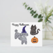 Carte postale Halloween Gray Poodle #1 (Debout devant)