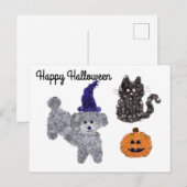 Carte postale Halloween Gray Poodle #1 (Devant / Derrière)