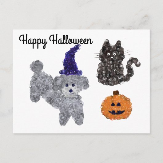 Carte postale Halloween Gray Poodle #1 (Devant)