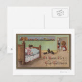 Carte Postale Halloween GreetingKid dans le lit (Devant / Derrière)