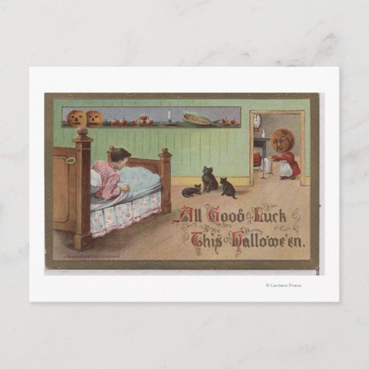 Carte Postale Halloween GreetingKid dans le lit (Devant)