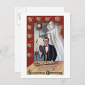 Carte Postale Halloween GreetingMan et Ghost (Devant / Derrière)
