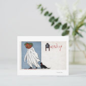 Carte Postale Halloween GreetingPumpkin sous la feuille (Debout devant)