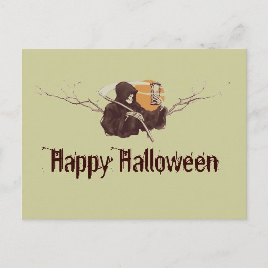 Carte Postale Halloween griffé reaper la mort squelette pleine l (Devant)