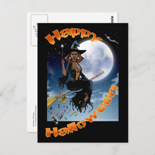 Carte postale Halloween Happy Witch (Devant / Derrière)