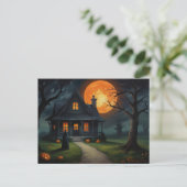 Carte Postale Halloween Haunted House Witch (Debout devant)