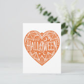 Carte Postale Halloween Heart, Orange Heart Shape, Holiday (Debout devant)