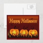 Carte Postale Halloween heureux - citrouilles (Devant / Derrière)