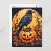 Carte Postale Halloween heureux de Black Crow (Devant / Derrière)