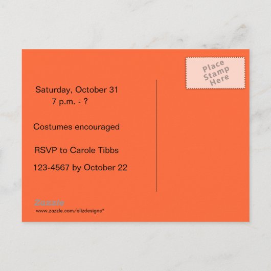 Carte postale Halloween Invitation Ghost1 (Dos)