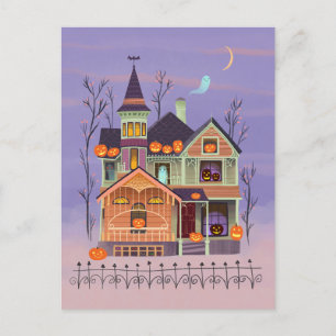 Carte postale Halloween Jack-o'-lantern House