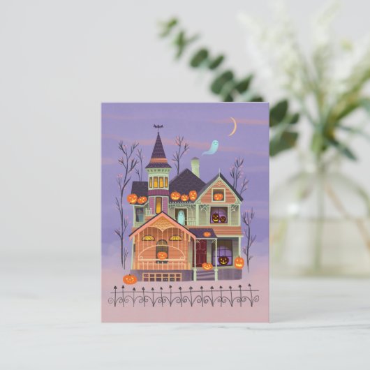 Carte postale Halloween Jack-o'-lantern House (Debout devant)