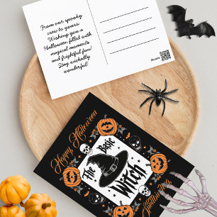 Carte Postale Halloween Jack-o'-lantern Retro Basic Witch