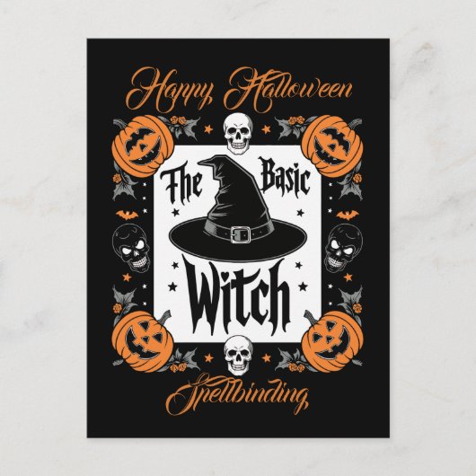 Carte Postale Halloween Jack-o'-lantern Retro Basic Witch (Devant)