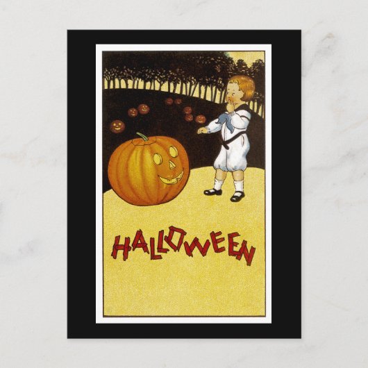 Carte Postale Halloween Jack o'Lantern Citrouille Patch (Devant)