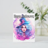 Carte Postale Halloween joyeuse - Illustration de sorcière Salem (Debout devant)