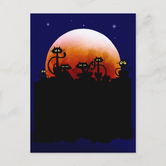 Carte postale Halloween Kitties et Halloween Moon (Devant)