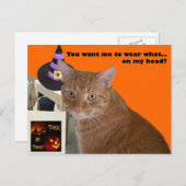 Carte Postale Halloween Kitty - Portez quoi (Devant / Derrière)