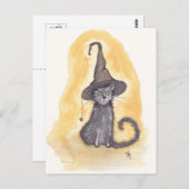 Carte Postale Halloween Kitty Witch (Devant / Derrière)