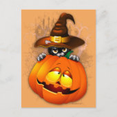 Carte Postale Halloween Kitty Witch and Pumkin Friend Postcard (Devant)