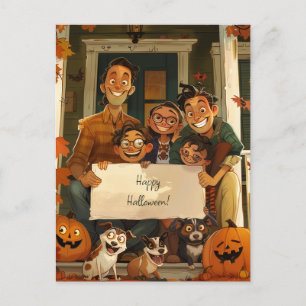 Carte Postale Halloween La Famille Souhaite Le Bonheur