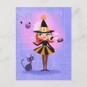 Carte Postale Halloween Lavande de sorcière rouge et rose (Devant)