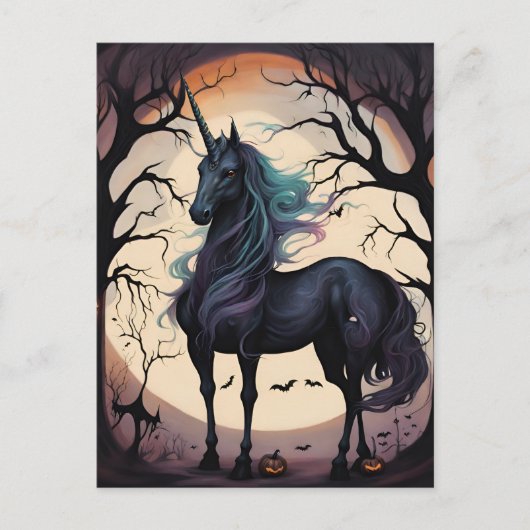 Carte Postale Halloween licorne (Devant)