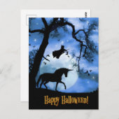 Carte Postale Halloween licorne et sorcière (Devant / Derrière)