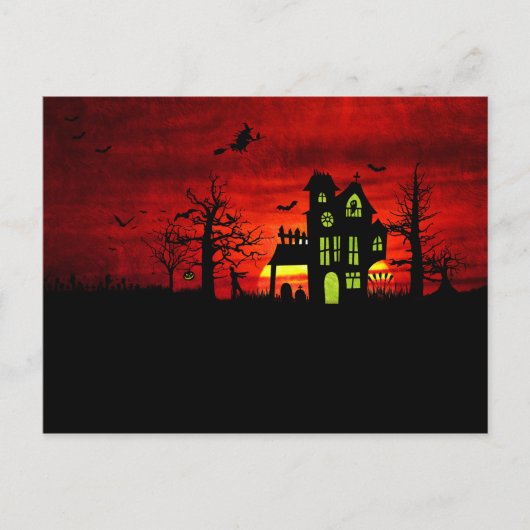 Carte Postale Halloween Maison hantée Éffrayante sorcière effray (Devant)