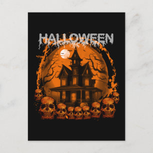 Carte Postale HALLOWEEN MAISON HANTÉE EPouvantable CRÂNES