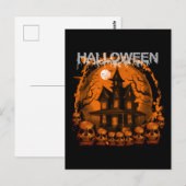 Carte Postale HALLOWEEN MAISON HANTÉE EPouvantable CRÂNES (Devant / Derrière)